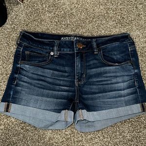 American Eagle Midi Dark Denim Shorts Size 10